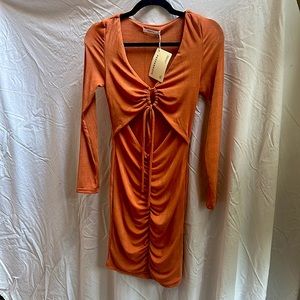 NWT Peppermayo Orange Long Sleeve Cocktail Dress